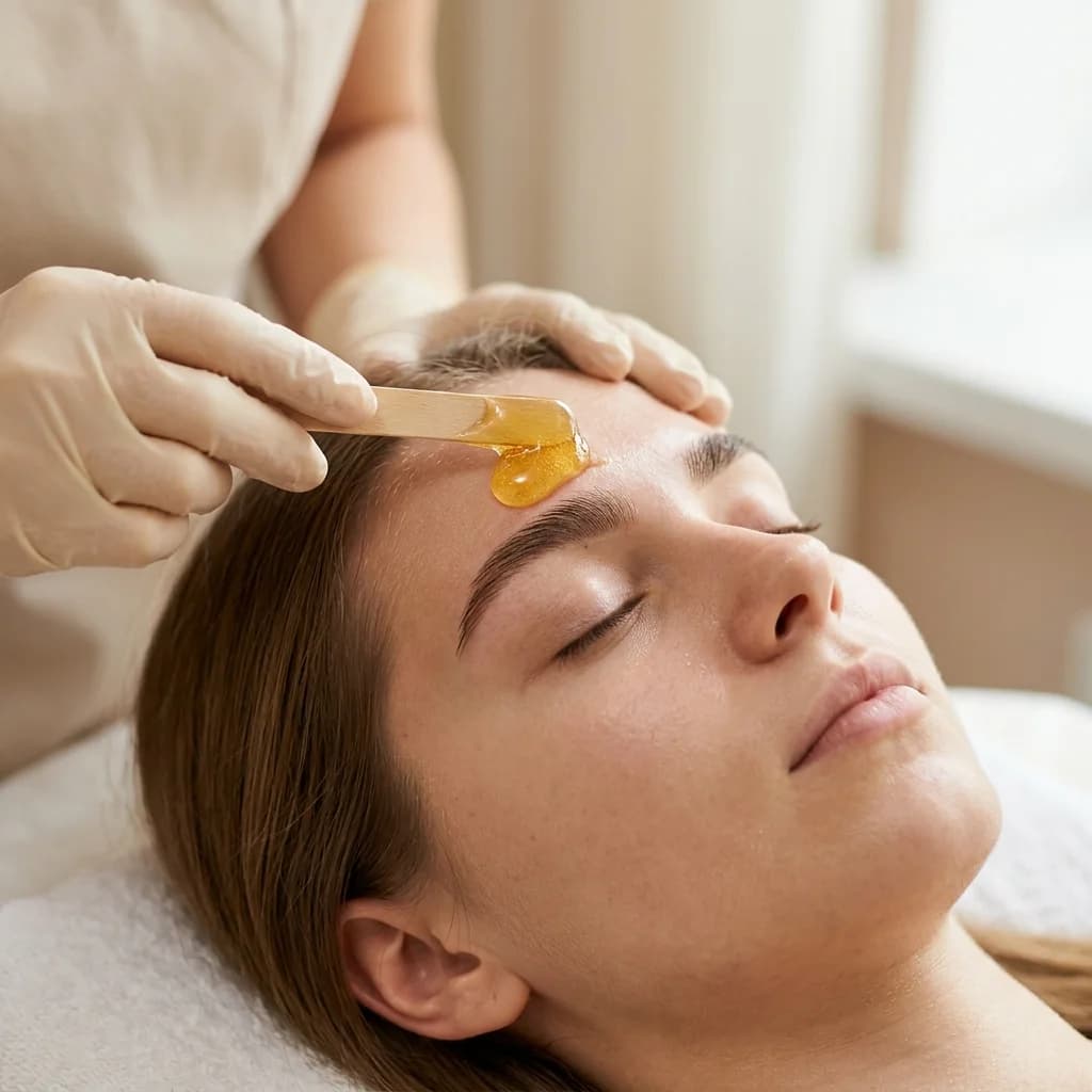 Depilación facial con cera en cejas — precisión y diseño de la mirada