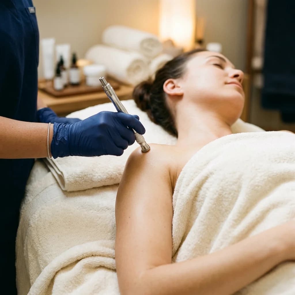 Exfoliación mecánica con punta de diamante en zona corporal para renovación cutánea