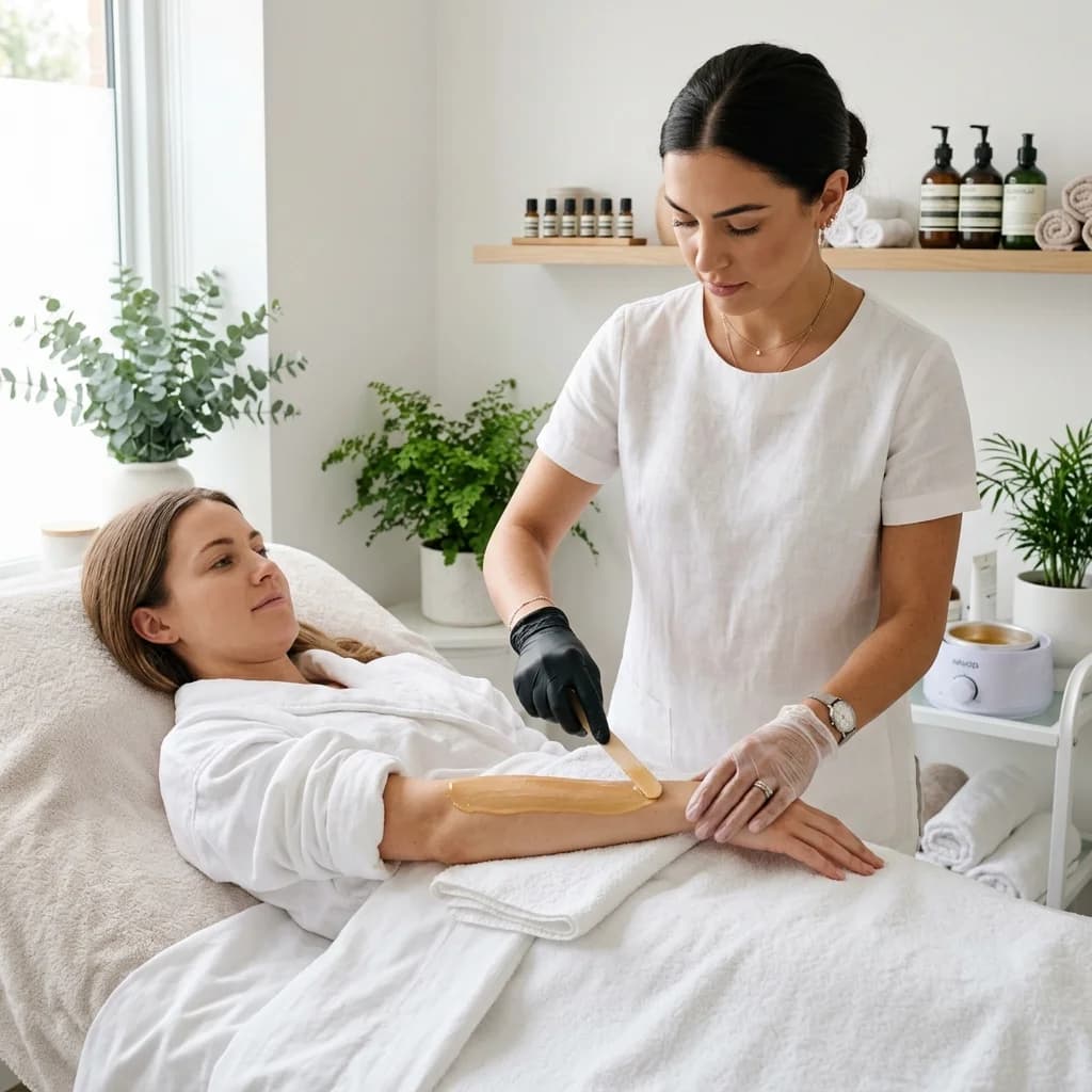 Tratamiento de depilación completa en brazos con técnica profesional y luz natural.