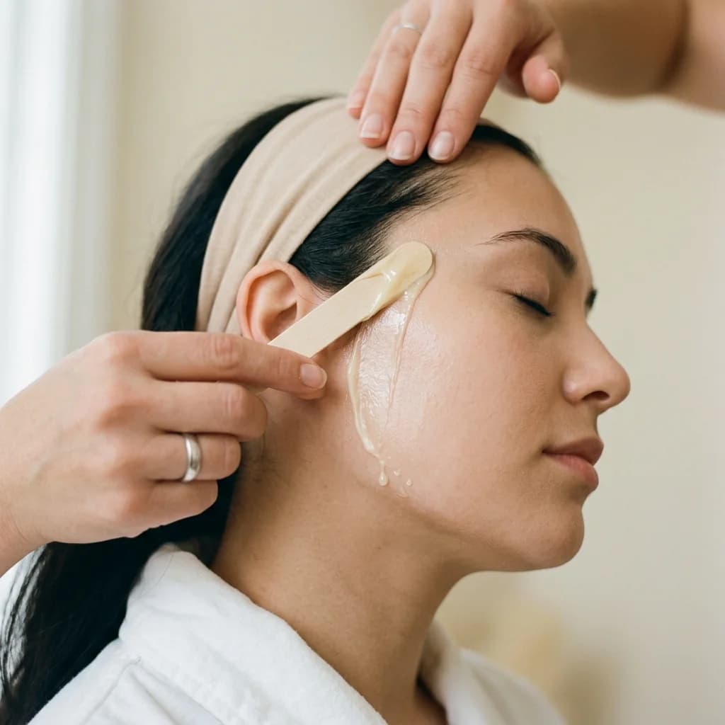 Depilación de patillas con cera profesional — suavidad y definición en el contorno del rostro