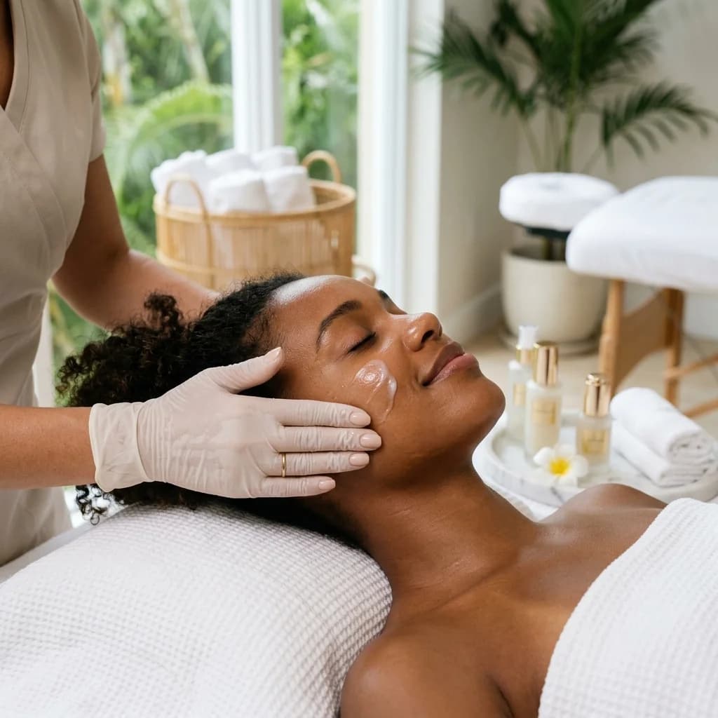 Tratamiento facial de rejuvenecimiento con masaje manual y sérum nutritivo